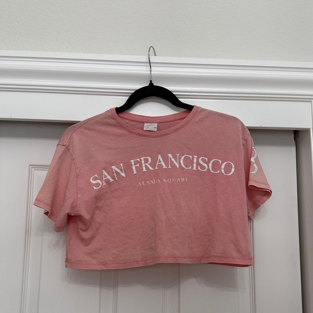 Zara Pink San Francisco Kids Crop Top size 10
